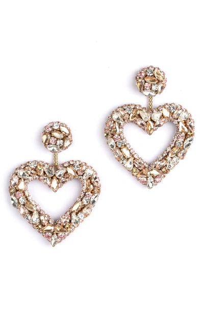 Deepa Gurnani Carolina Crystal Heart Drop Earrings In Pastel Multi