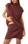 Free People Rosemary Cotton Blend Sweater & Miniskirt Set In Brown
