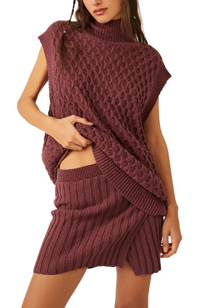Free People Rosemary Cotton Blend Sweater & Miniskirt Set In Brown