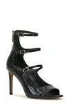 Vince Camuto Annikah Buckle Strap Open Toe Pump In Black