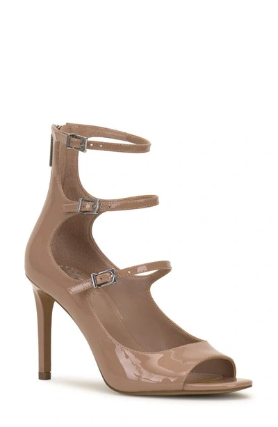 Vince Camuto Annikah Buckle Strap Open Toe Pump In Dark Blush
