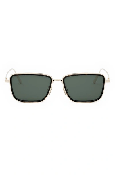 Dior Men's Blacksuit S9u 53mm Rectangular Sunglasses In Shiny Gold / Green