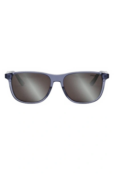 Dior In 56mm Rectangular Sunglasses In Shiny Light Blue