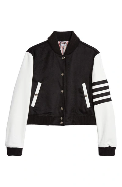 Thom Browne Varsity Panelled Bomber Jacket In Black