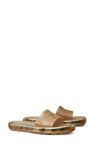 Tory Burch Clear Bubble Jelly Flat Sandals In Golden Brown