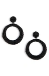 Deepa Gurnani Asta Beaded Hoop Drop Earrings In Black