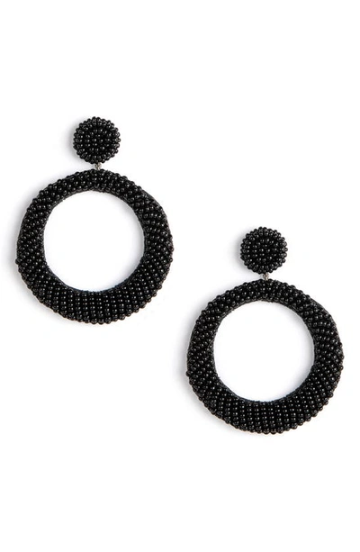 Deepa Gurnani Asta Beaded Hoop Drop Earrings In Black