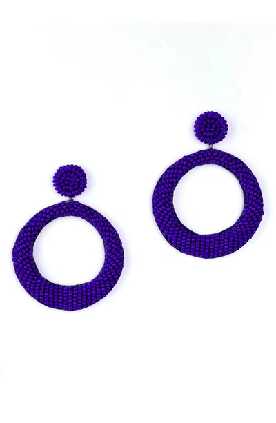 Deepa Gurnani Asta Beaded Hoop Drop Earrings In Cobalt