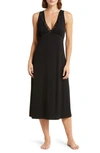 Natori Feathers Lace Trim Nightgown In Black