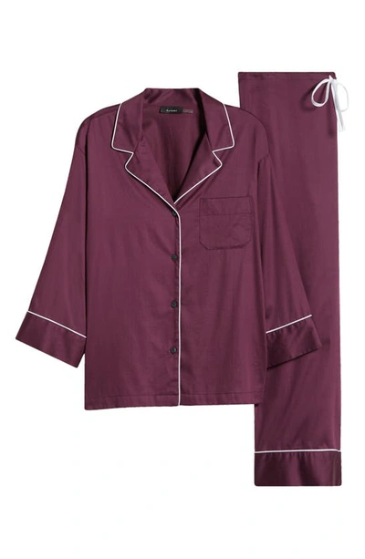 Natori Cotton Sateen Pyjamas In Chocolate Cherry