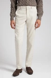 AGNONA SLIM FLAT FRONT WOOL & CASHMERE FLANNEL CHINO PANTS