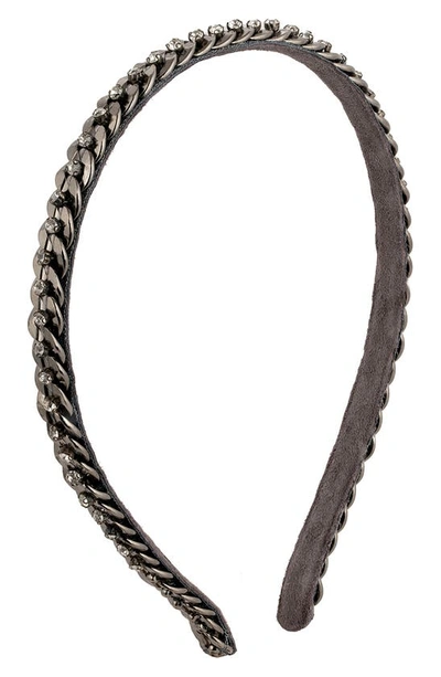 Deepa Gurnani Chainey Headband In Gunmetal