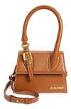 Jacquemus Le Chiquito Moyen Buckle Leather Top Handle Bag In Brown