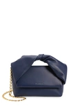 Jw Anderson Medium Twister Leather Top Handle Bag In Navy
