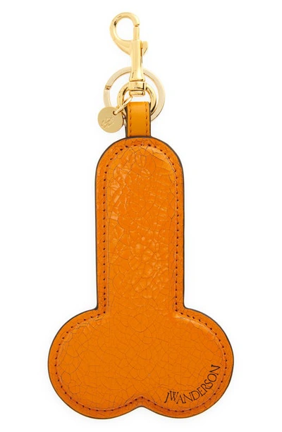 Jw Anderson Logo-embossed Leather Keyring In Orange