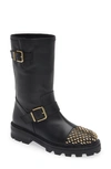 Jimmy Choo Biker Ii Studded Ankle Boots In Black/ Gold