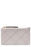 Tory Burch Fleming Soft Zip Card Case In Bay Gray