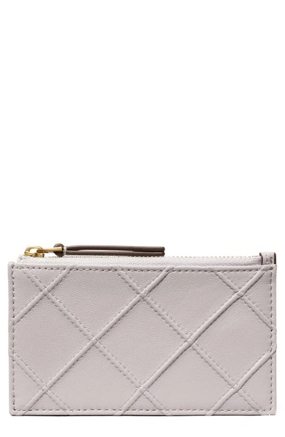 Tory Burch Fleming Soft Zip Card Case In Bay Gray