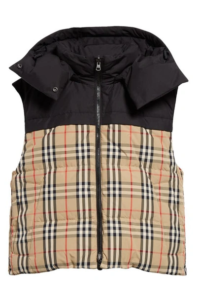 Burberry Reversible Down Vintage-check Gilet In Beige