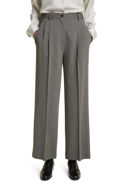 The Row Double-pleated Wide-leg Baguette Trousers In Grey