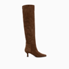 3juin Pointed Toe Suede Knee-high Boots In Wood