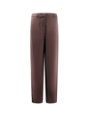 Giorgio Armani Wide-leg High-waisted Silk Trousers In Brown