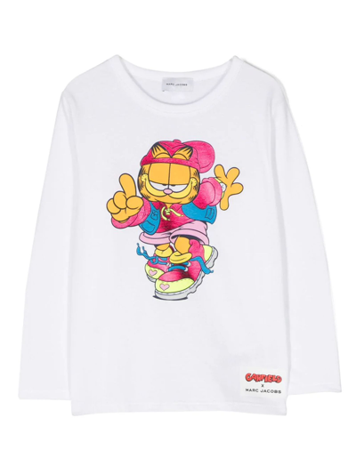Marc Jacobs Kids' X Garfield Long-sleeved T-shirt In Bianco