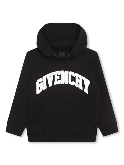 Givenchy Kids' Black Hoodie And Contrasting Maxi Logo In Cotton Blend Boy In Schwarz