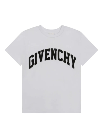 Givenchy Kids' White Cotton T-shirt In Arancione