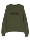DSQUARED2 GREEN COTTON BLEND KNITTED SWEATER