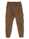 DSQUARED2 BROWN STRETCH-COTTON CARGO TROUSERS