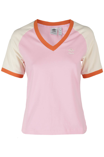 Adidas Originals Cali V-neck T-shirt In Pink