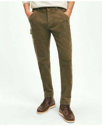 Brooks Brothers Slim Fit Stretch Cotton Corduroy Carpenter Pants | Olive | Size 38 30