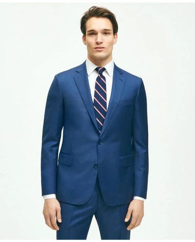 Brooks Brothers Classic Fit Wool Sharkskin 1818 Suit | Blue | Size 43 Regular