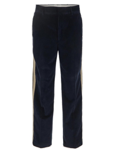 Palm Angels Side Stripe Detailed Corduroy Trousers In Dark Blue