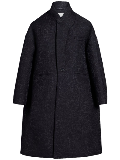 Maison Margiela Patterned-jacquard Oversized Coat In Brown