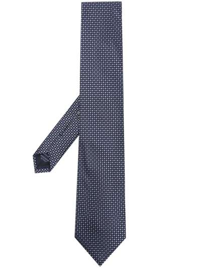 Corneliani Micro-dot Pattern Silk Tie In Blue