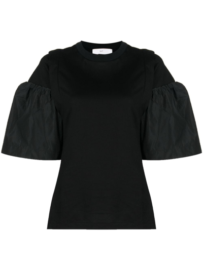 Toga Short-sleeved Cotton Blouse In Black