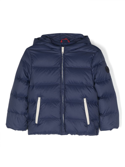 Fay Kids' Logo-patch Padded Coat In Blue