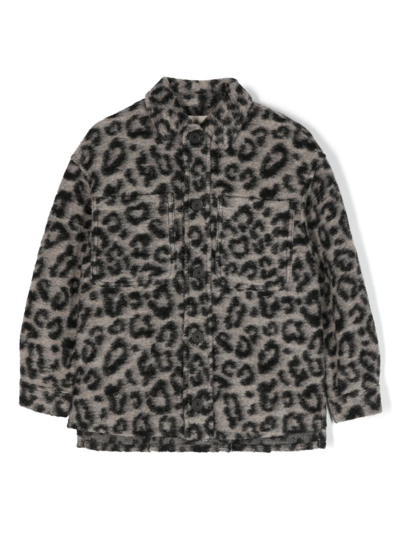 Douuod Kids' Leopard-print Shirt Jacket In Neutrals