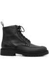 Doucal's Derby Boots With Textured Leather In Black