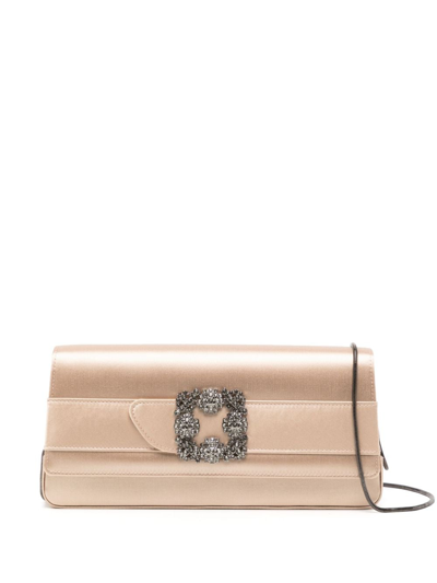 Manolo Blahnik Gothisi Crystal-embellished Clutch Bag In Neutrals