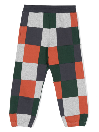 Stella Mccartney Kids' Checked Organic Cotton Track Trousers In Blue