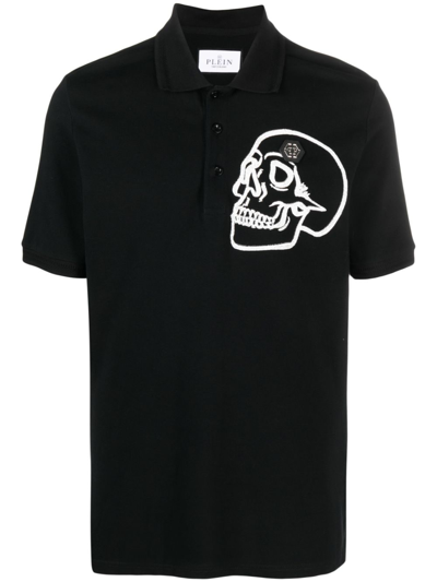 Philipp Plein Piqué Skull-detail Polo Shirt In Black