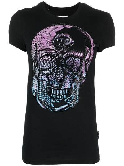 Philipp Plein Crystal-embellished Skull T-shirt In Black