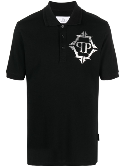 Philipp Plein Logo-print Polo Shirt In Black