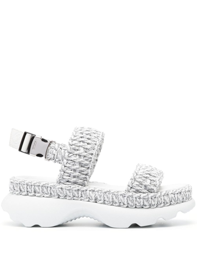 Moncler Women's Belay Woven Slingback Sandals In White