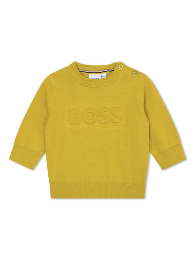 Bosswear Babies' Logo-print Cotton Jumper In Yellow