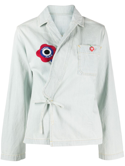 Kenzo Target Wrap-front Jacket In Blue