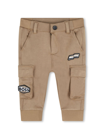 Bosswear Babies' Logo-patch Trousers In Brown